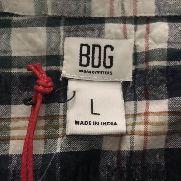 BDG URBAN OUTFITTERS Women’s Addison Check Button-Up Plaid Navy White Shirt L - Picture 4 of 15